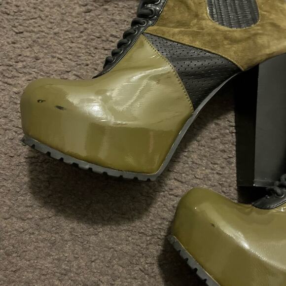 Matiko AI Colorblock Leather Lace Up Platform Heeled Boots - Picture 9 of 13